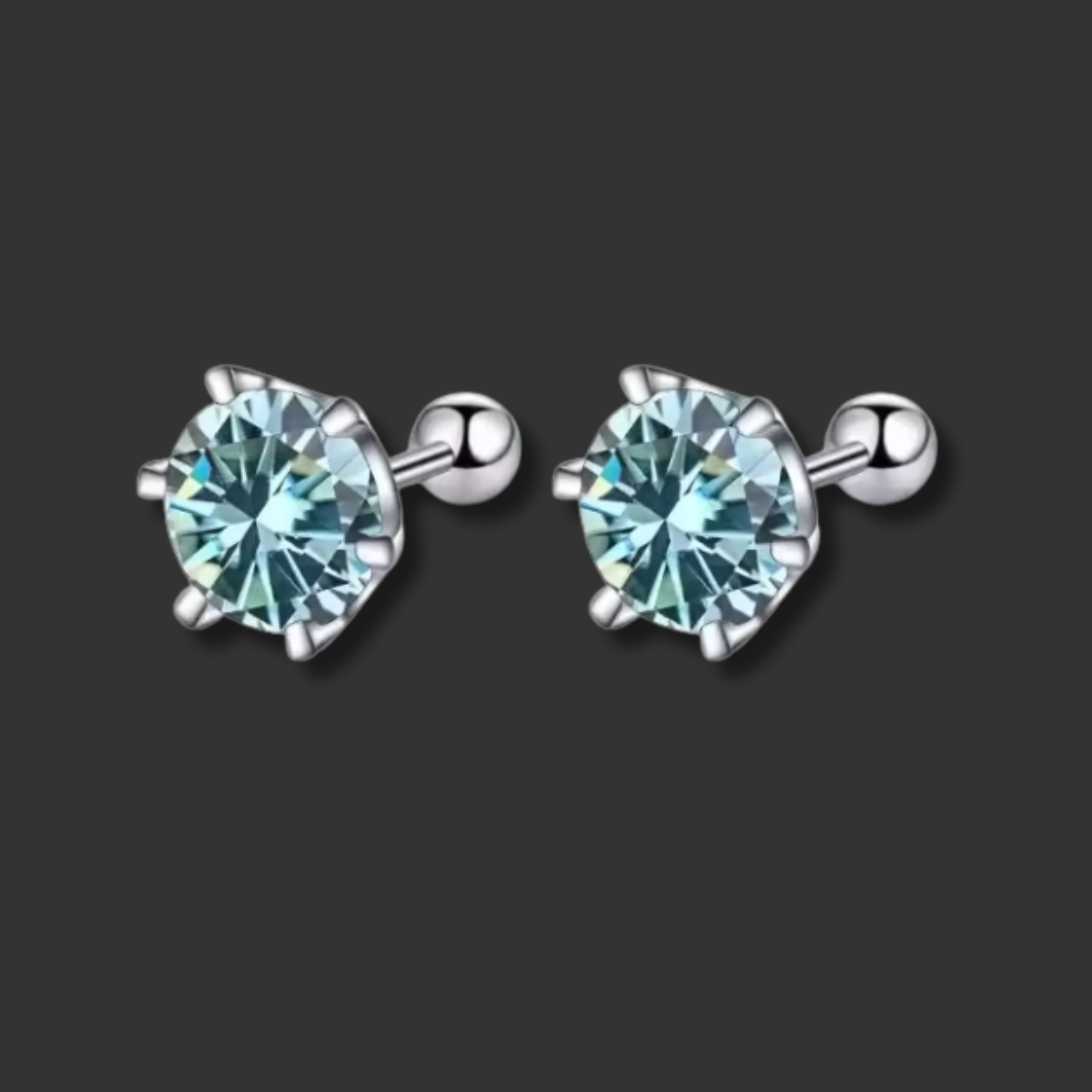 Moissanite Earrings Sterling Silver Round Cut Stud Earrings