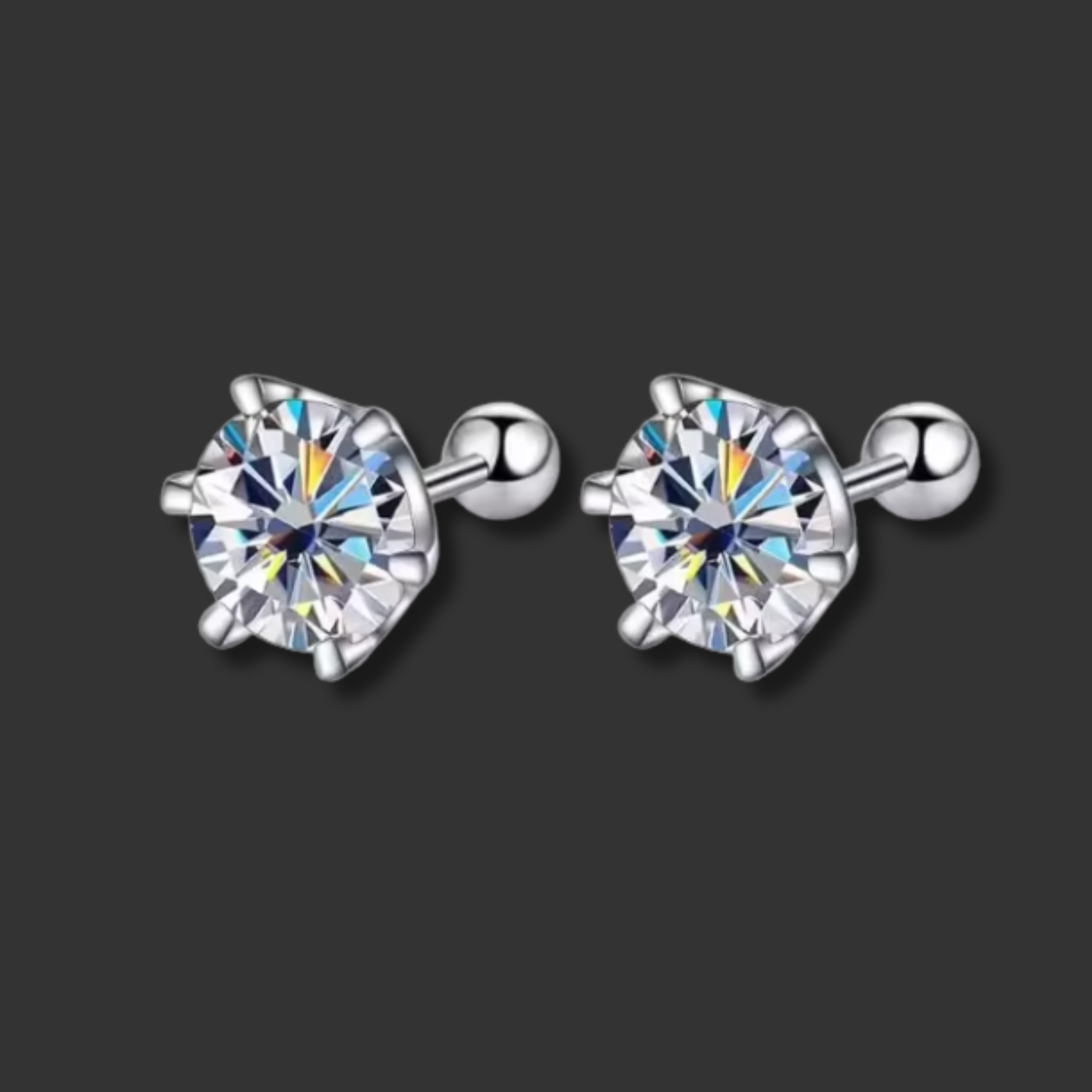Moissanite Earrings Sterling Silver Round Cut Stud Earrings